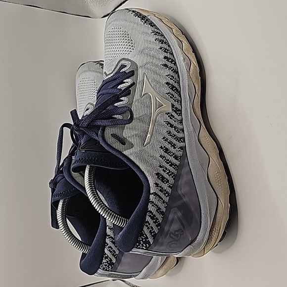 MIZUNO Wave Sky 4 Waveknit Enerzy XPOP Womens Size 11 Shoes Gray Blue - Picture 4 of 9